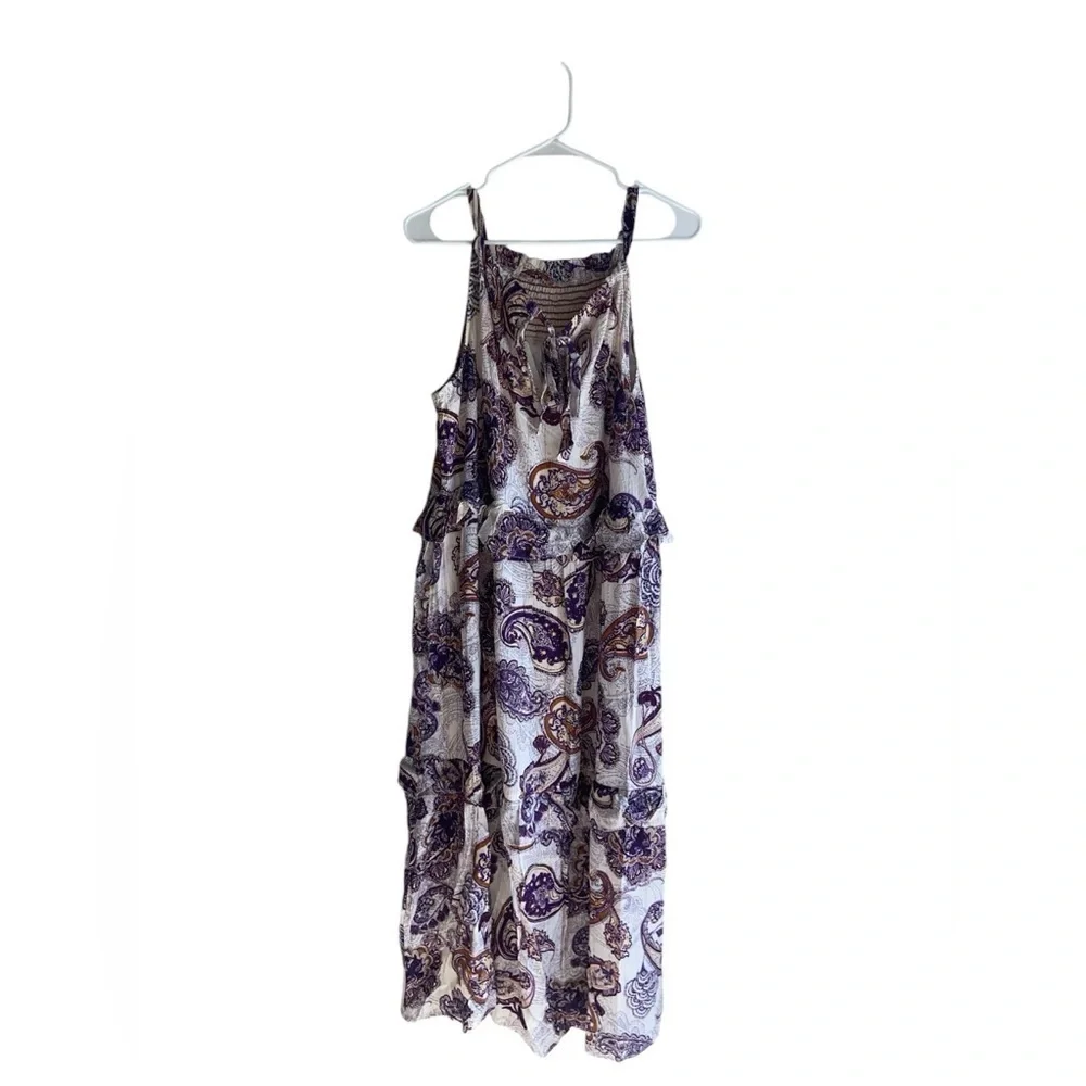 NWT Band of the Free Gypsy Flowy Purple Lightweight Paisley Tiered Maxi Dress M - Picture 13 of 13